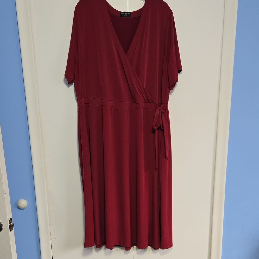 Lane Bryant Deep Red Dolman Sleeve Wrap Dress Size 22/24‎